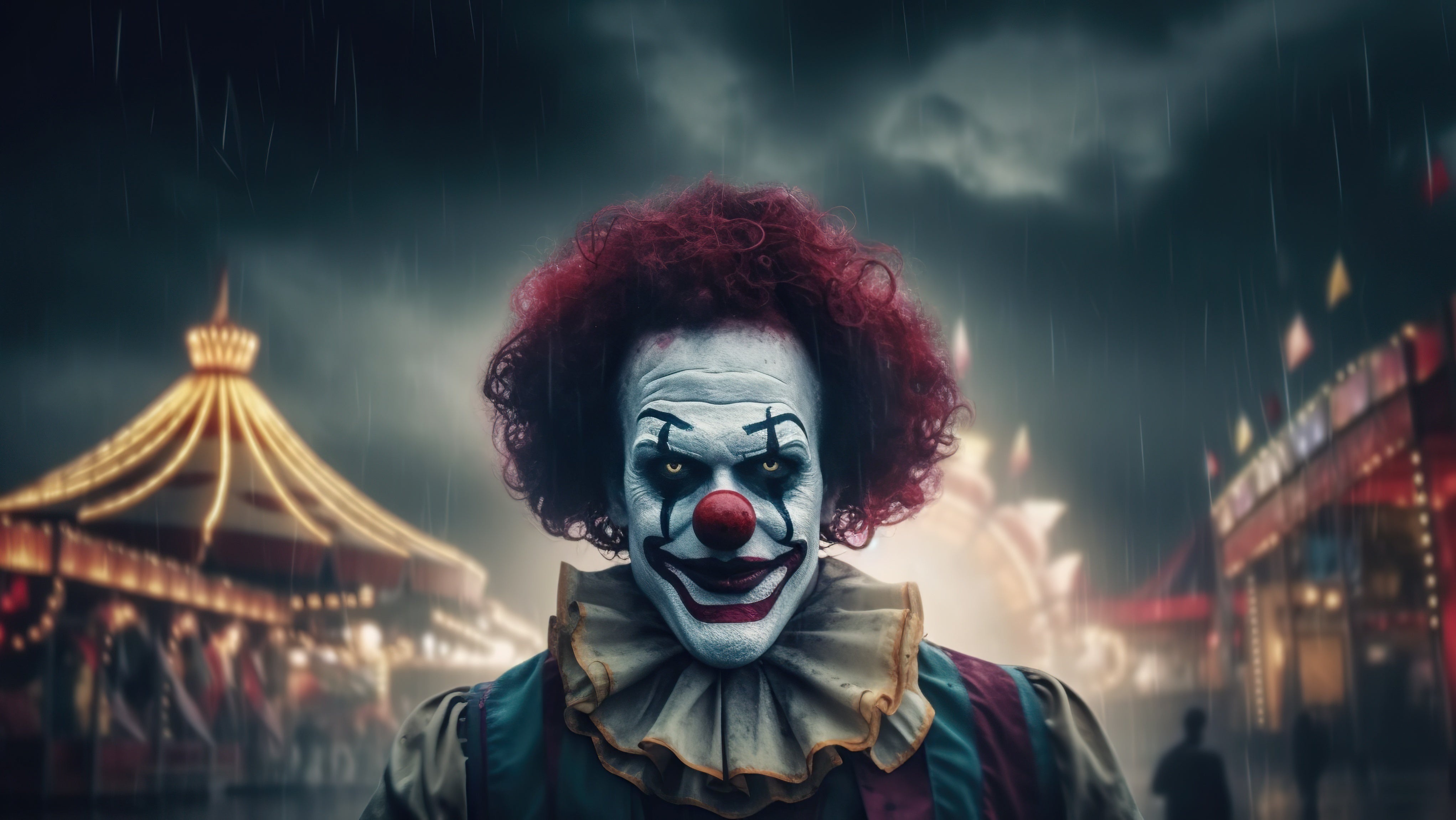 Evil Clown Scary Spooky Clown Monster From Horror Movie With Vintage C evil-clown-scary-spooky-clown-monster-from-horror-movie-with-vintage-c