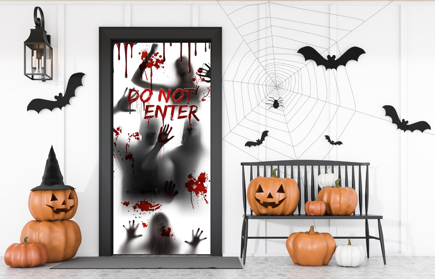 My Door Decor 36 in. x 80 in. Happy Halloween Skeletons Front Door