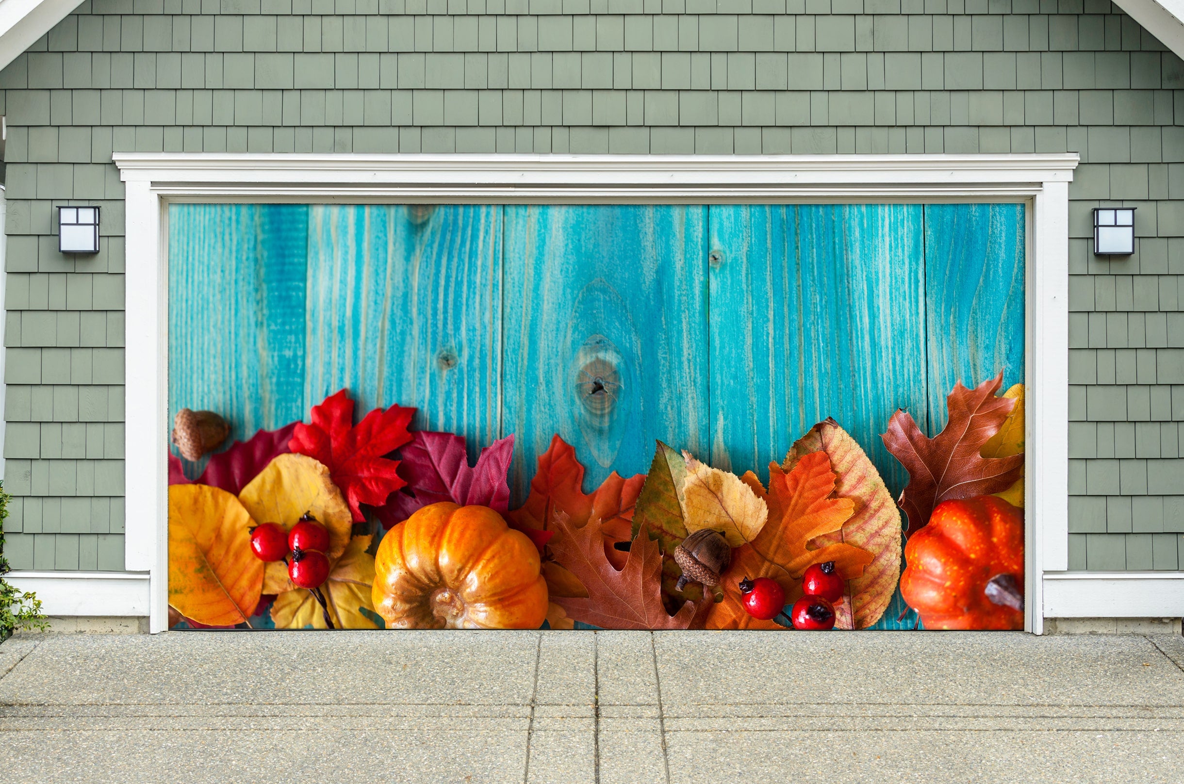 Colorful Leaves And Pumpkins Thanksgiving Garage Door Cover Banner Bac colorful-leaves-and-pumpkins-thanksgiving-garage-door-cover-banner-bac