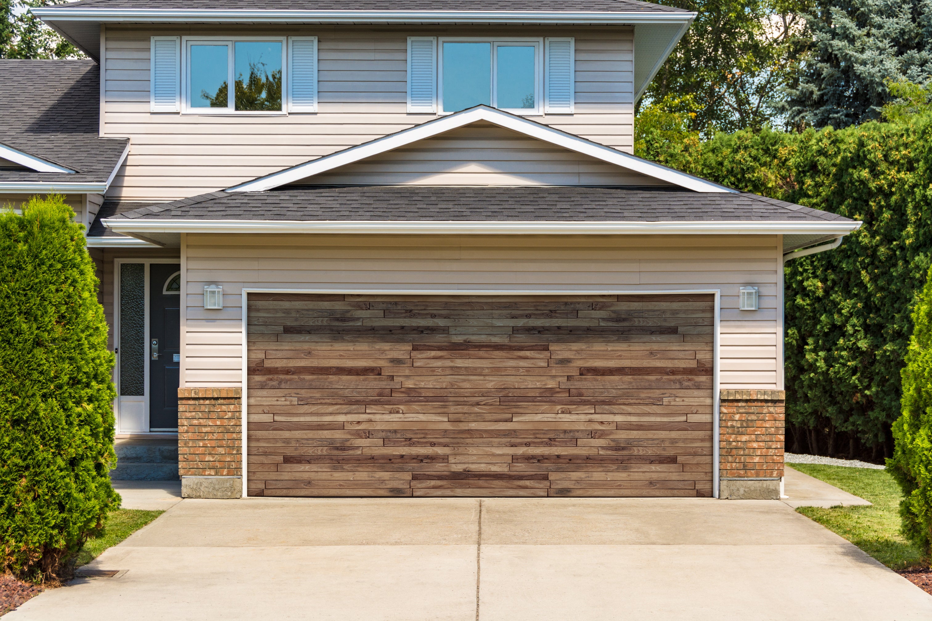 Panorama Wooden Wall Garage Door Cover Banner Backdrop Wrap
