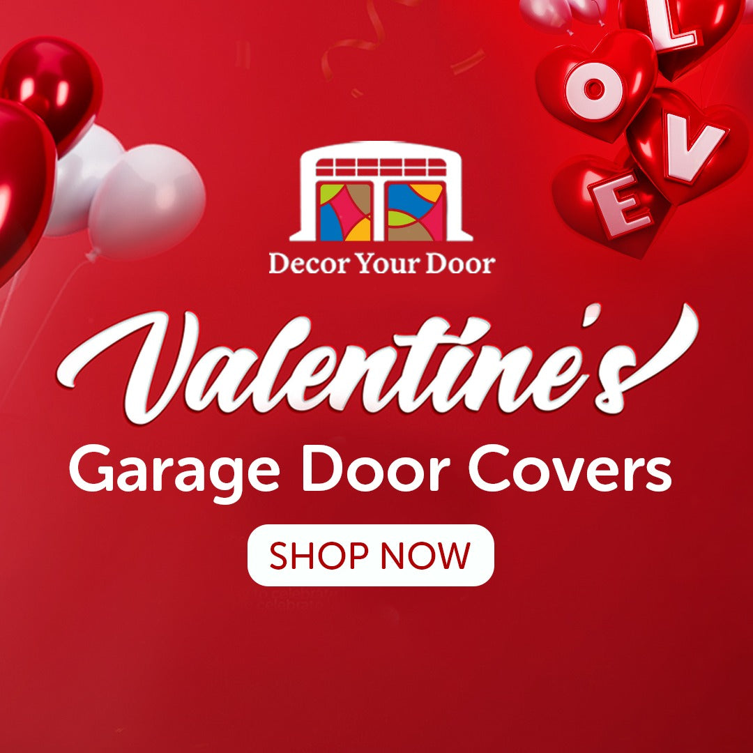 Valentine's Day Garage Door Cover Banner Backdrop | Decor Your Door™