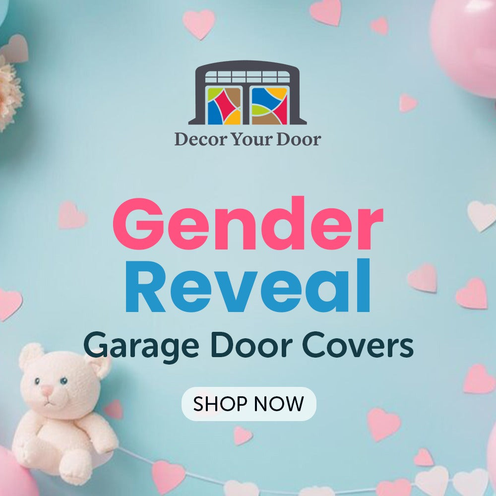 Gender Reveal Garage Door Cover Banner Backdrop | Decor Your Door™