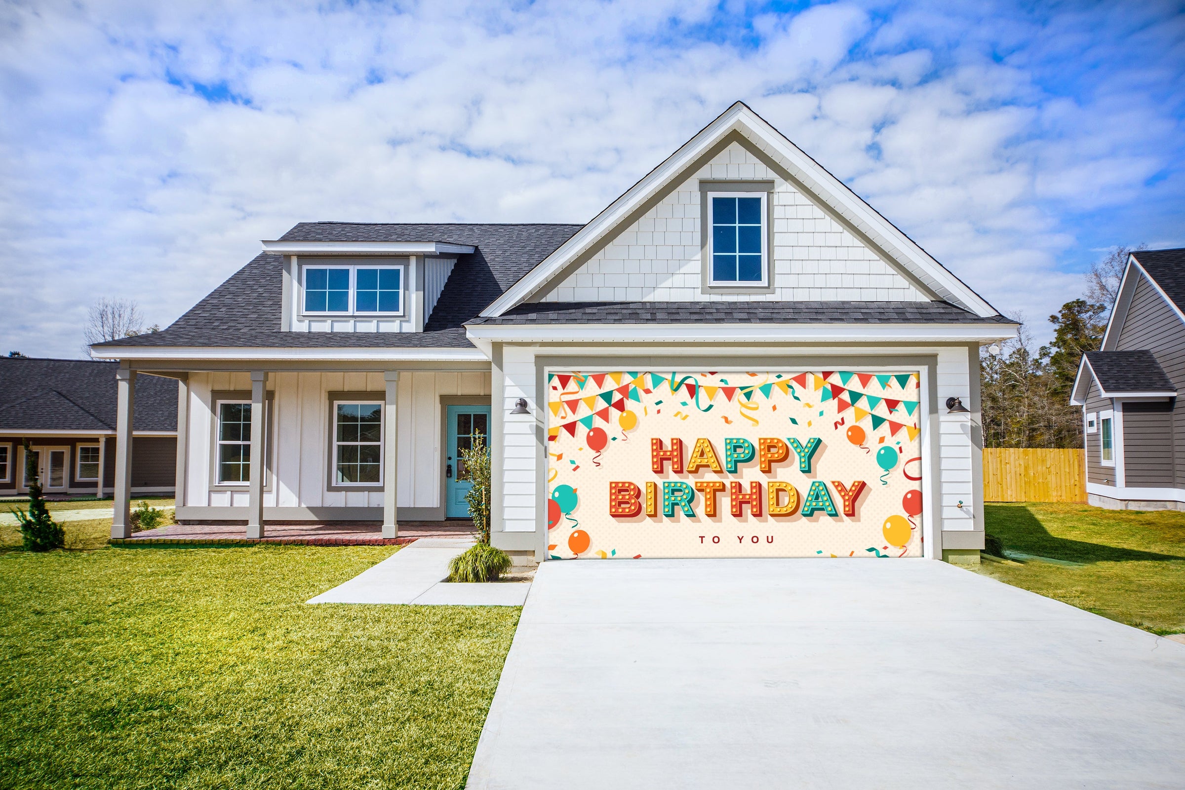 Happy Birthday Garage Door Cover Banner Backdrop | Decor Your Door™
