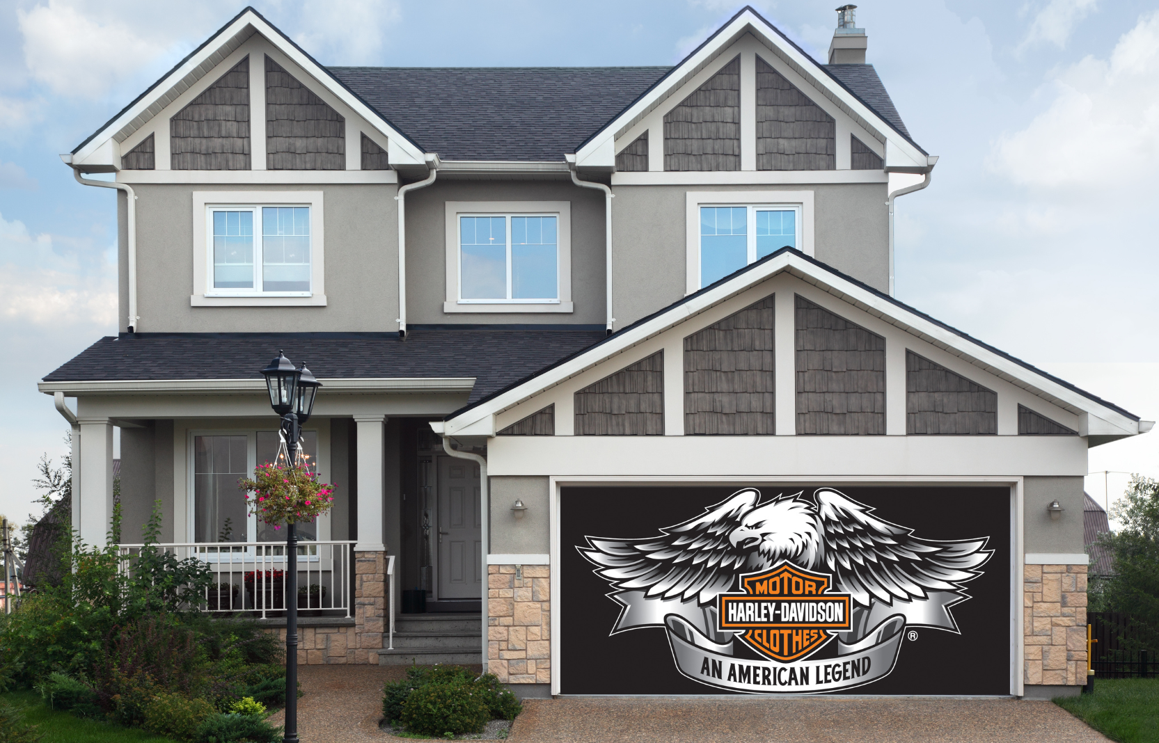 Harley Davidson Garage Door Cover Banner Backdrop | Decor Your Door™