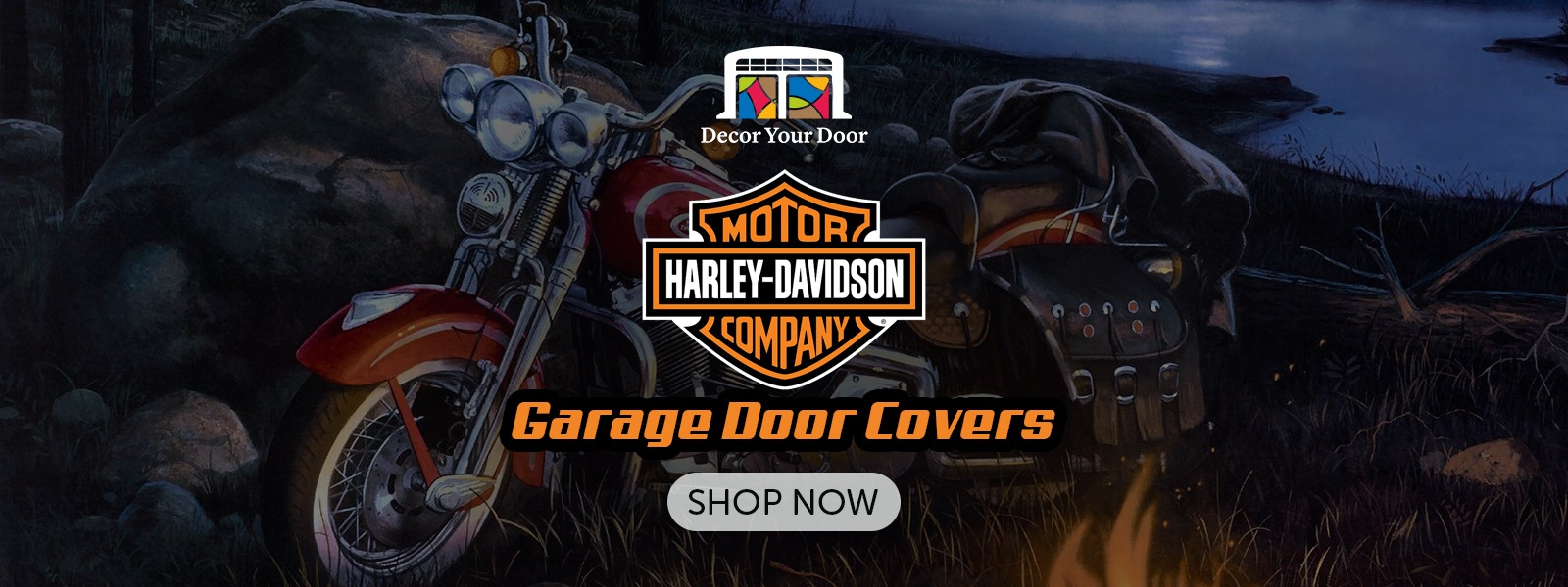 Harley Davidson Garage Door Cover Banner Backdrop | Decor Your Door™