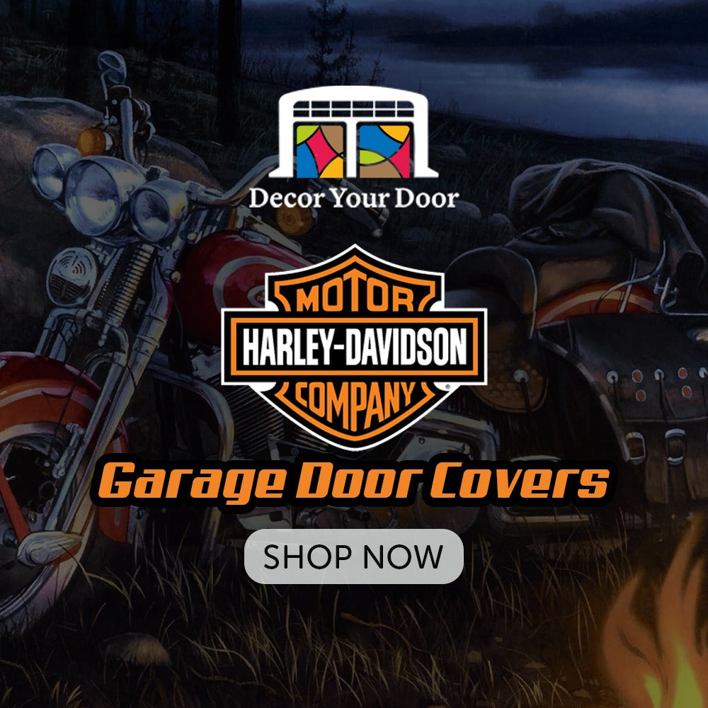 Harley Davidson Garage Door Cover Banner Backdrop | Decor Your Door™