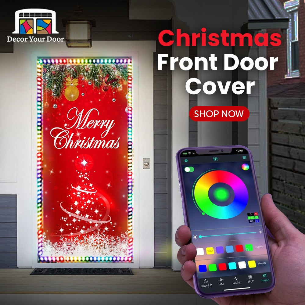 Christmas Front Door Cover Banner Backdrop | Decor Your Door™