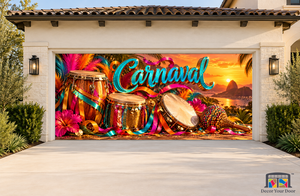 Brazilian Percussion Glow Carnaval Garage Door Cover