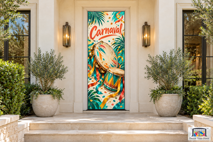 Music of the Bloco Carnaval front door cover, front door front