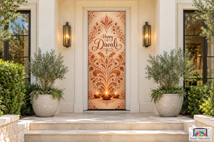 Copper Mehndi Geometry Diwali Front Door Cover