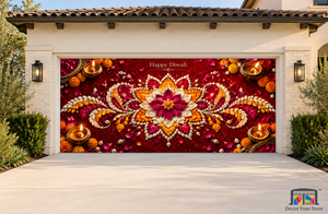 Crimson Rangoli Atelier Diwali Garage Door Cover