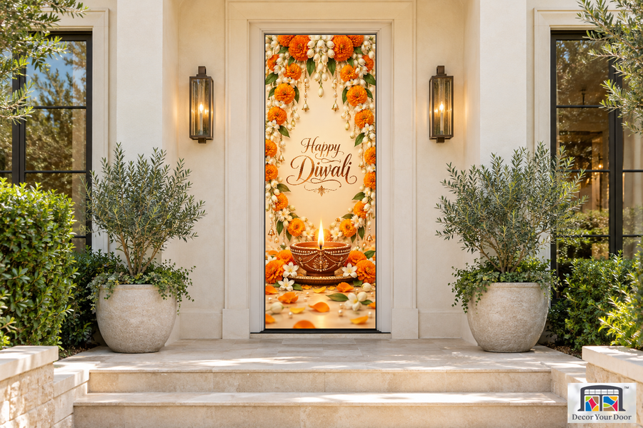 Saffron Pearl Welcome Diwali front door cover, front door front