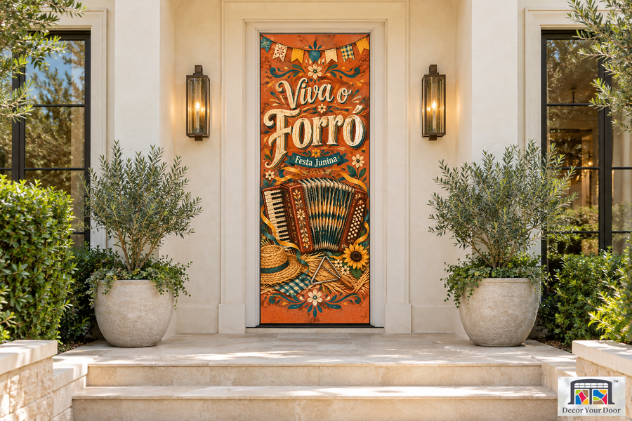 Accordion Serenade Festa Junina - Sao Joao front door cover, front door front