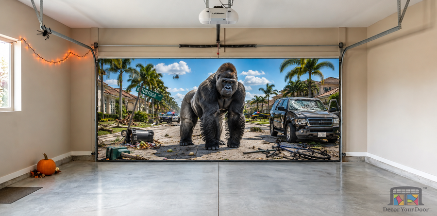 Alternate view of Gorilla Escape On Palm Street - Interior Garage Door Cover