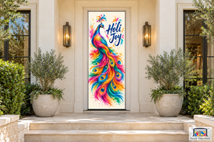 Pigment Peacock Holi Front Door Cover