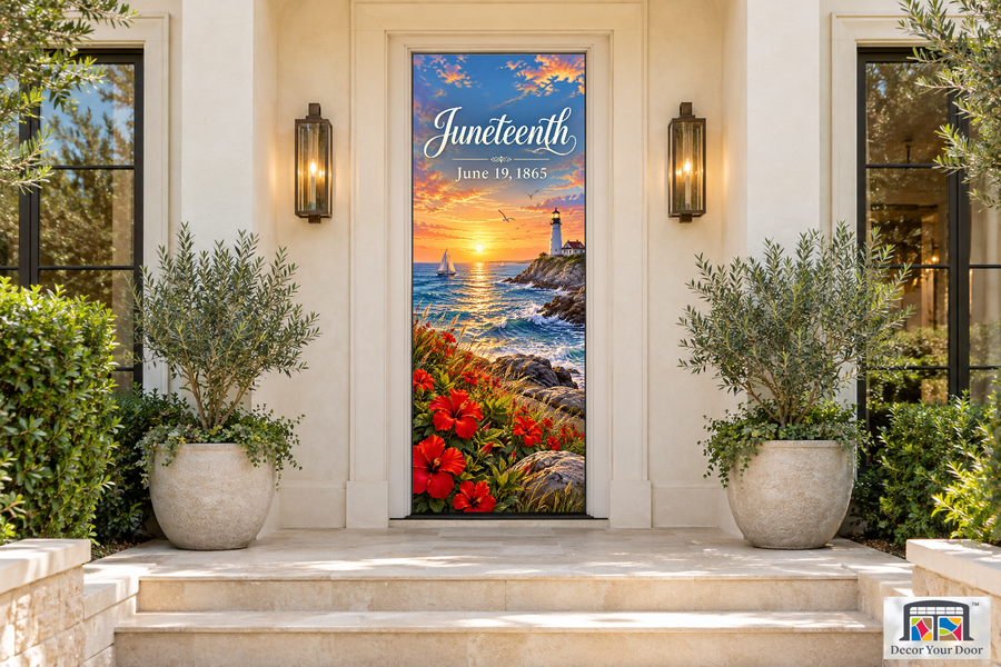 Coastal Freedom Hope Juneteenth front door cover, front door front