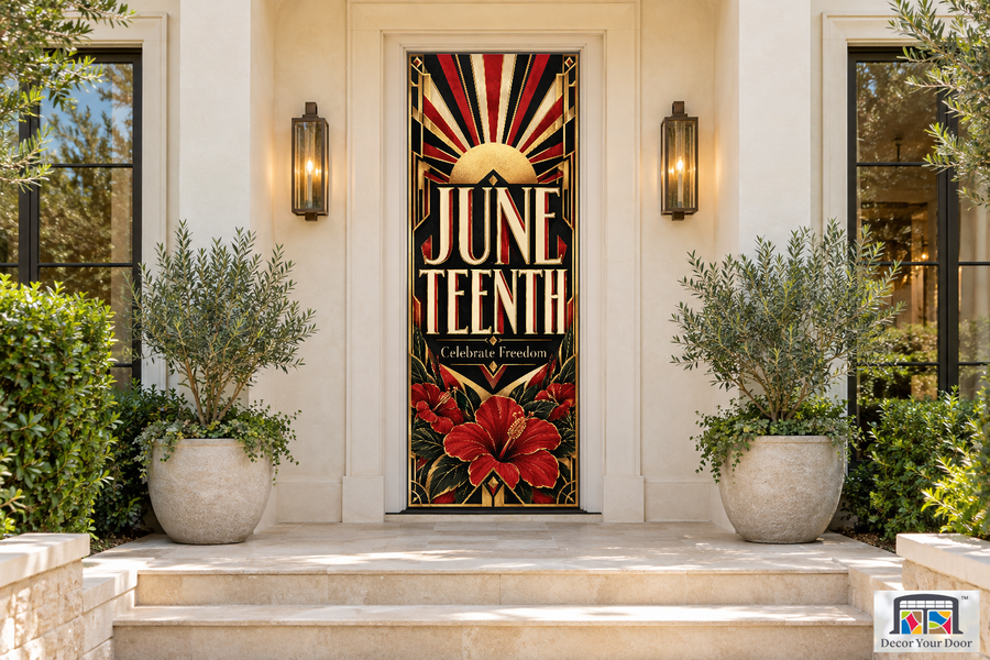 Juneteenth Deco Pride Juneteenth front door cover, front door front