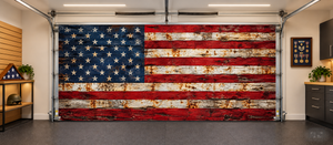 Rustikt amerikansk flag – indvendigt garageportovertræk
