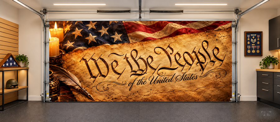 We The People Heritage interior garage door cover — two car front