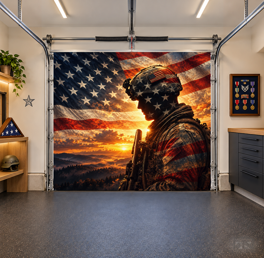 Silent Valor interior garage door cover — one car front