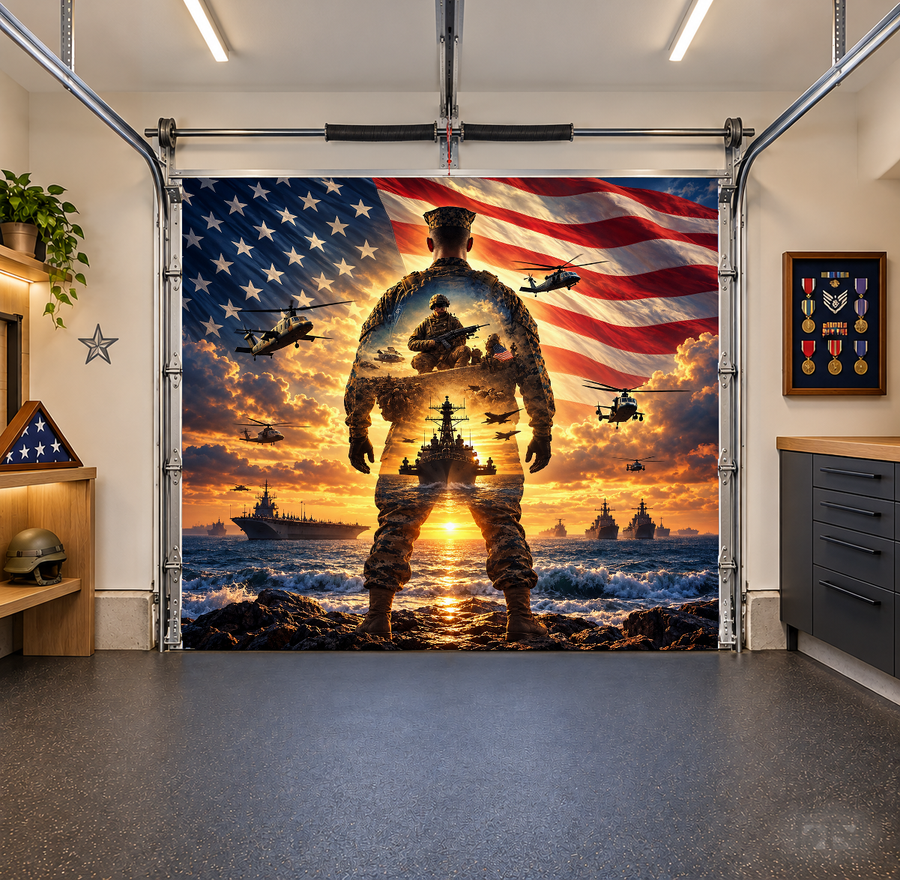 United We Stand interior garage door cover — one car front