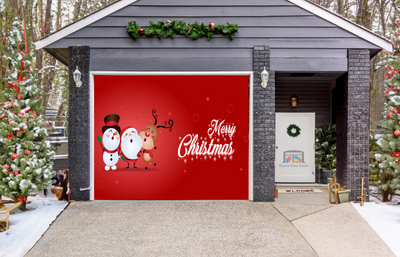 Merry Christmas Santa Garage Door Cover Banner Backdrop