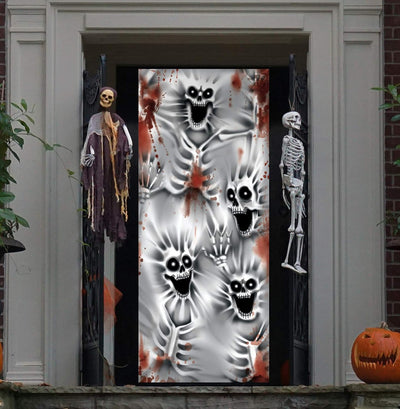 3D Design Scary Skeleton Front Door Cover