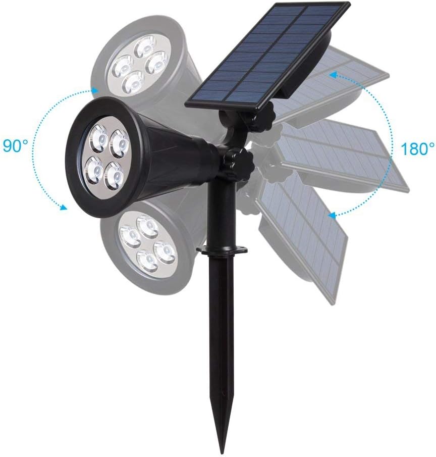 [2 Pack] LED Solar Spotlights, Waterproof Outdoor Security Landscape Lamps, Auto-on/Auto-Off by Day Angle Adjustable for Tree, Patio, Yard, Garden, Driveway, Stairs, Pool Area(Purple)