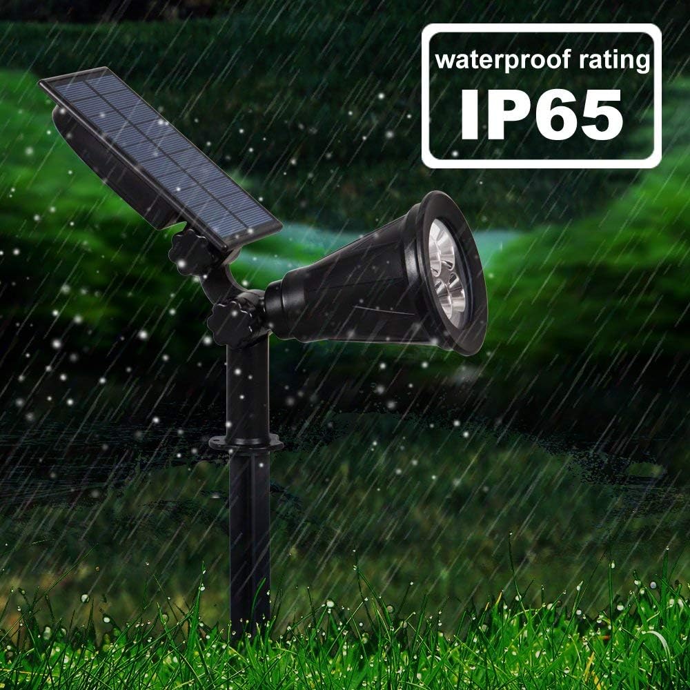[2 Pack] LED Solar Spotlights, Waterproof Outdoor Security Landscape Lamps, Auto-on/Auto-Off by Day Angle Adjustable for Tree, Patio, Yard, Garden, Driveway, Stairs, Pool Area(Purple)