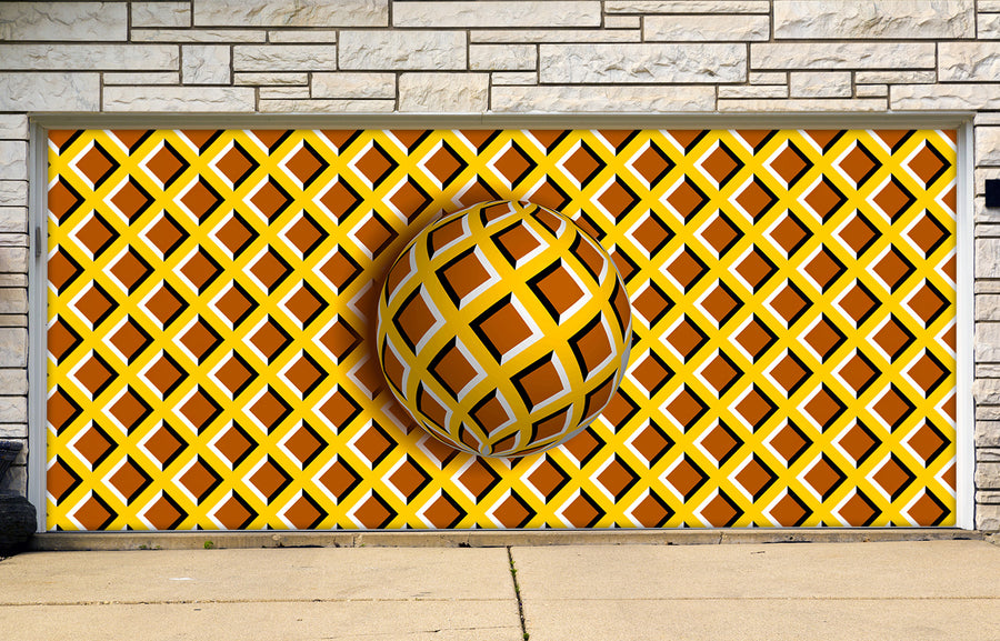 Abstract 3D Optical Illusion with Moving Ball Garage Door Cover Wrap