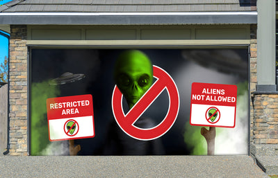 Restricted Area Alien Not Allowed Garage Door Cover Wrap Backdrop
