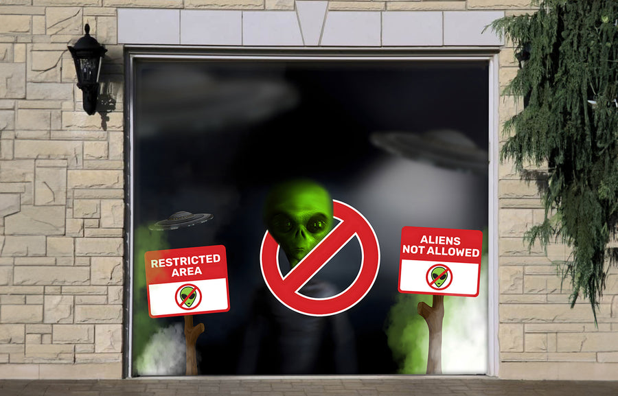 Restricted Area Alien Not Allowed Garage Door Cover Wrap Backdrop