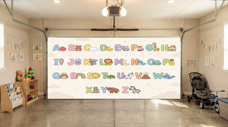 Alphabet Friends Garden – Nursery Learning - Interior Garage Door Cover