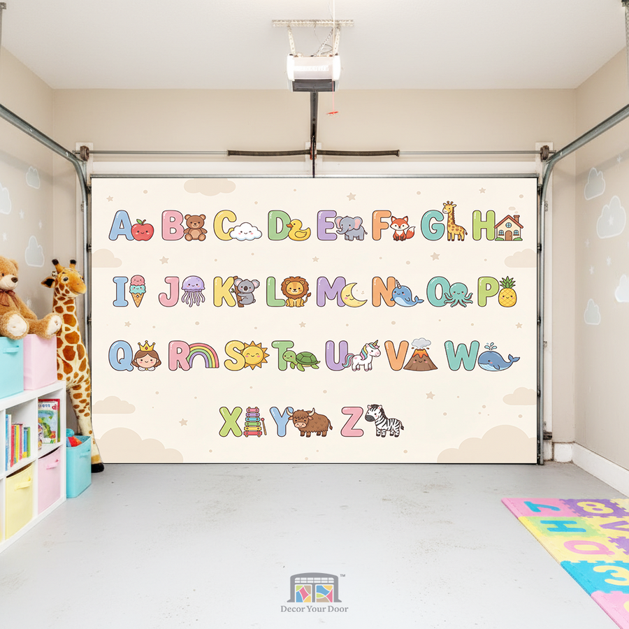 Alphabet Friends Garden – Nursery Learning - Interior Garage Door Cover
