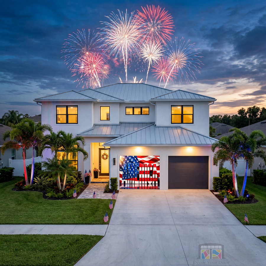 America Patriotic 3D Flag - Garage Door Cover