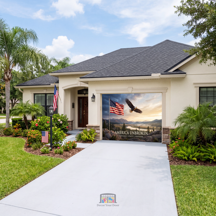 America Unbroken - Courage, Unity & Freedom Patriotic Garage Door Cover