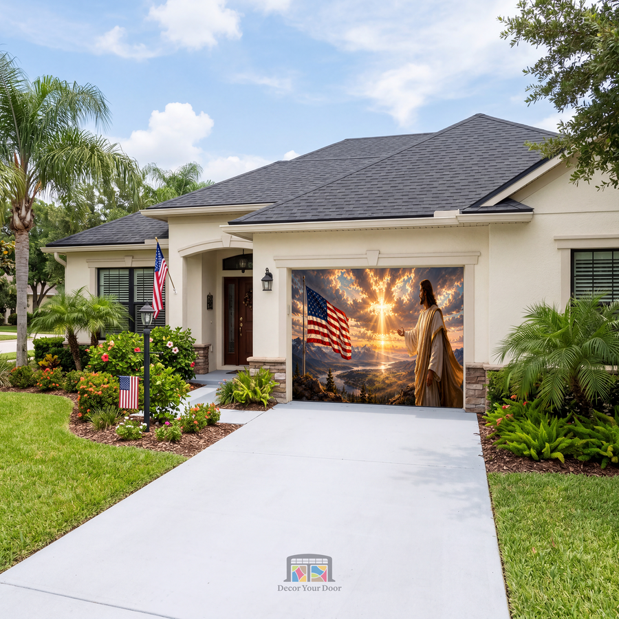America Under His Light - Christian Patriotic Garage Door Cover