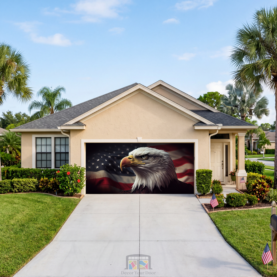 American Bald Eagle symbol of America Garage Door Wrap Cover Decoration Banner Backdrop