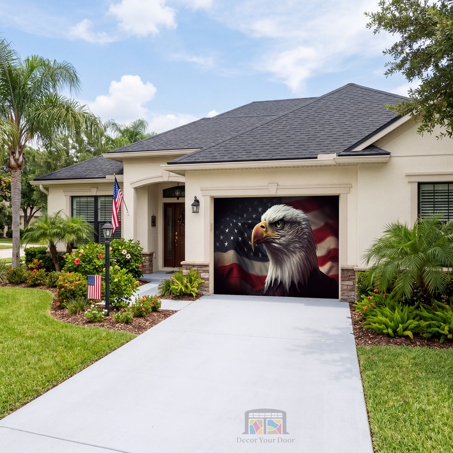 American Bald Eagle symbol of America Garage Door Wrap Cover Decoration Banner Backdrop