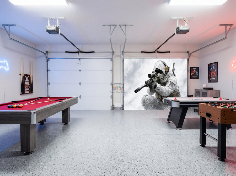 Arctic Marksman - Game Room Interior Garage Door Cover