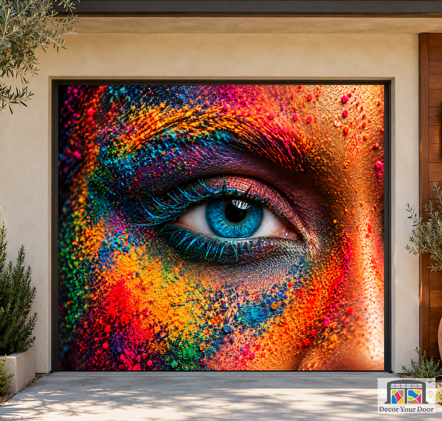 Spectrum Beauty Eye art garage door cover — California Bungalow — One-Car Front