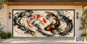 Crimson Koi Harmony Art Garage Door Cover