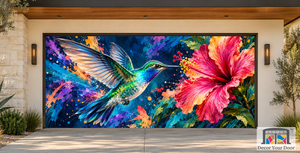 Hummingbird Color Symphony Art Garage Door Cover