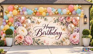 Garden Party Birthday Garage Door Cover