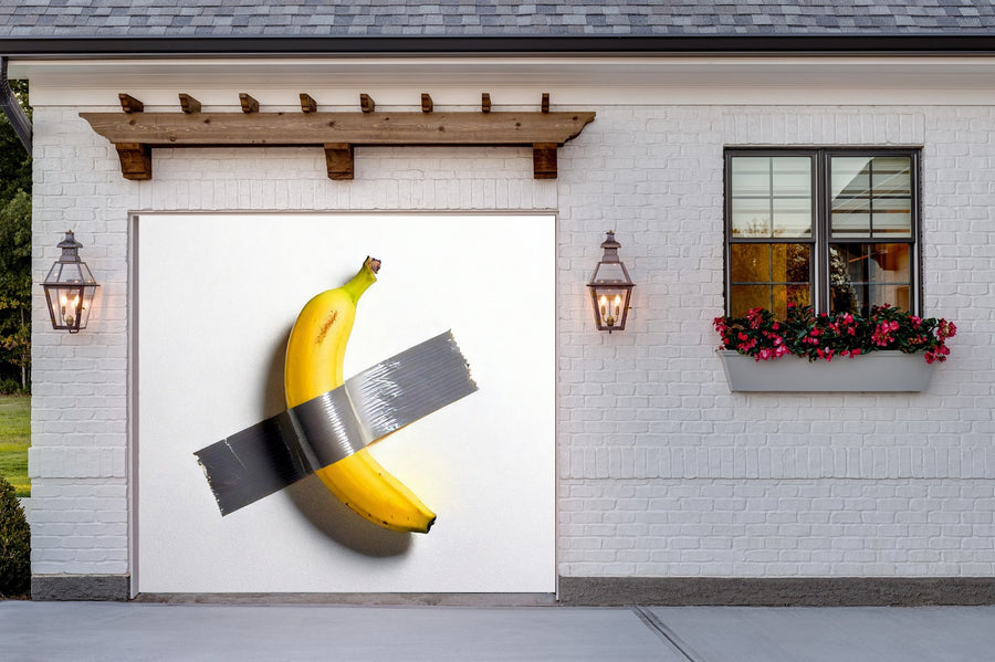 Vinilo decorativo para puerta de garaje con cinta adhesiva y diseño de plátano - Decora tu puerta