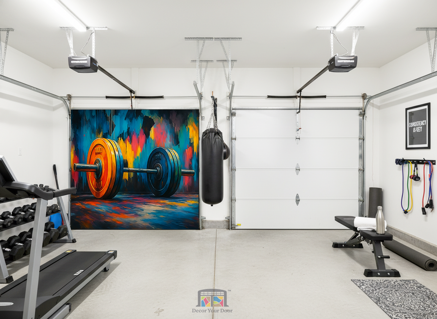 Barbell Explosion – Strength Art Garage Door Cover