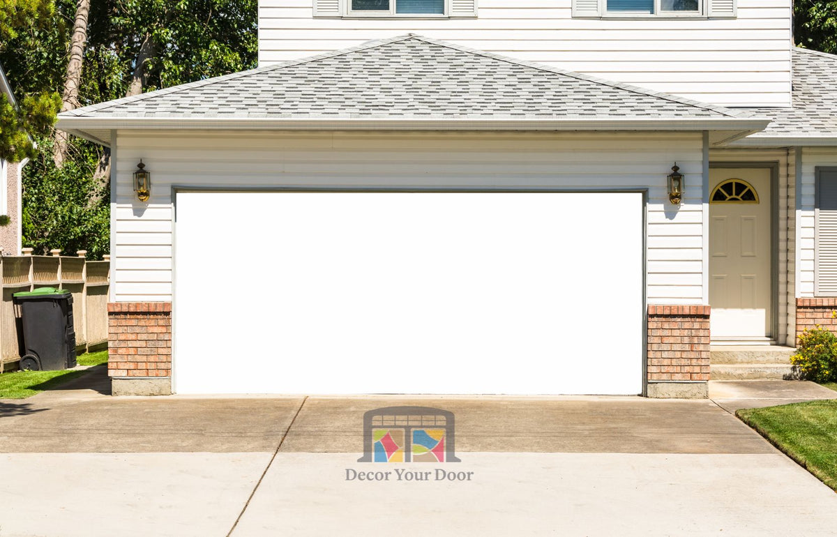 White Blank Backdrop Garage Door Wrap Screen Cover For Outdoor Movie — exterior clearance cover