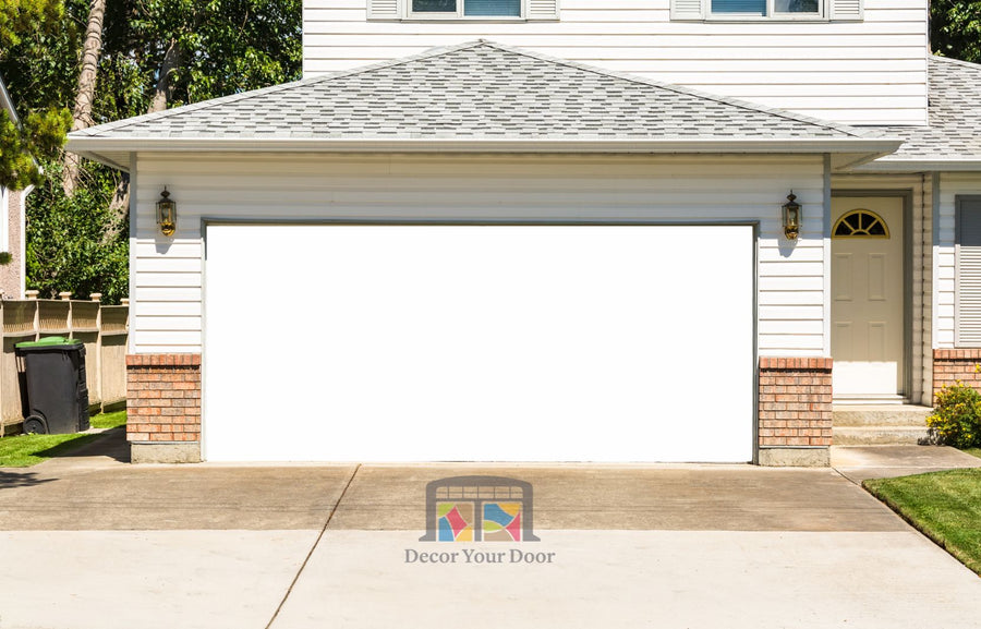 White Blank Backdrop Garage Door Wrap Screen Cover For Outdoor Movie — exterior clearance cover