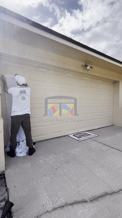 White Blank Backdrop Garage Door Wrap Screen Cover For Outdoor Movie