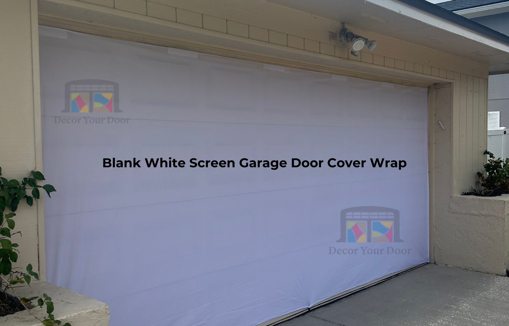 White Blank Garage Door Cover – Outdoor Movie Screen